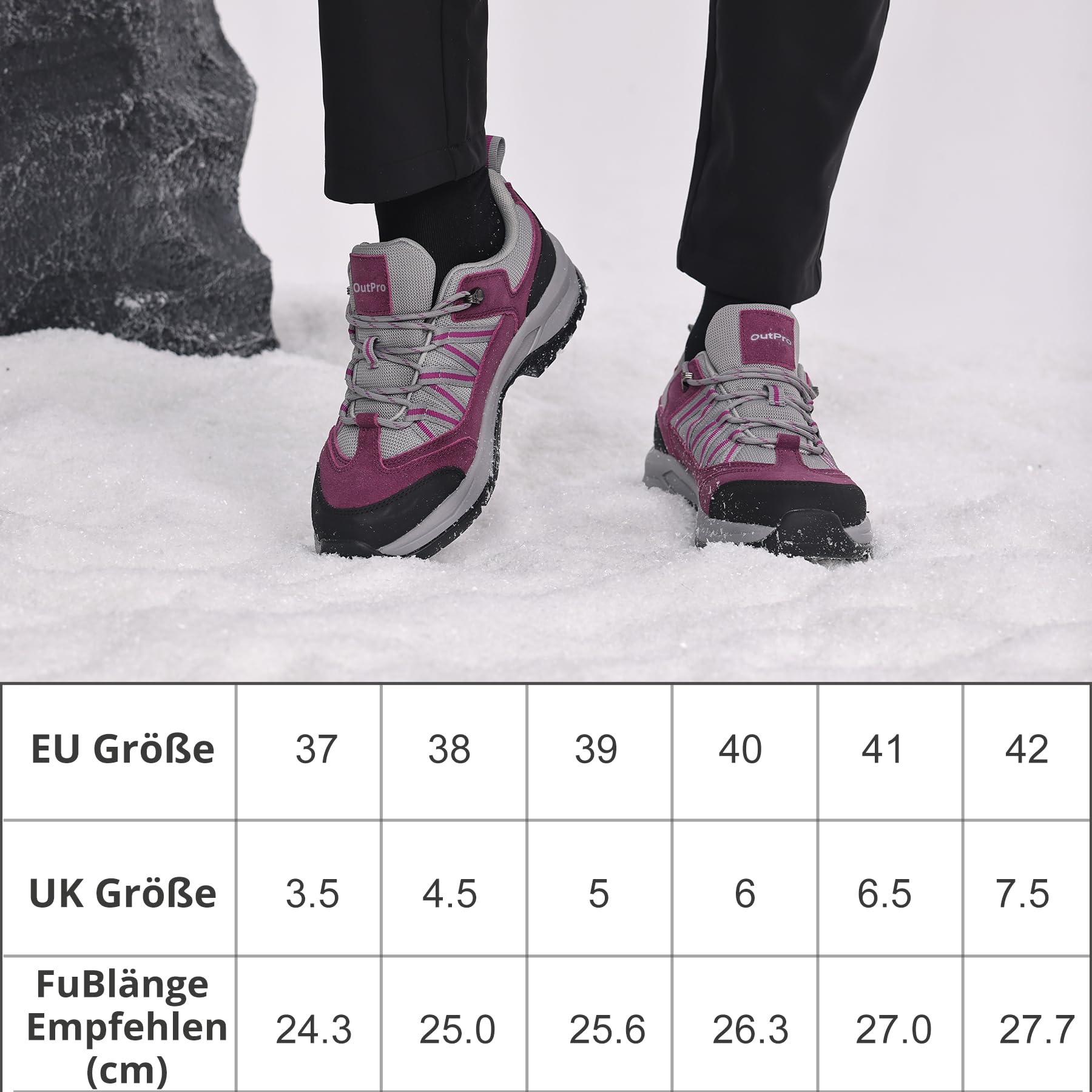 OutPro Wanderschuhe Damen Leicht Atmungsaktiv Dämpfend rutschfest Trekking Wandern Outdoor Trail-Laufschuhe,Wandern，Bergsteigen