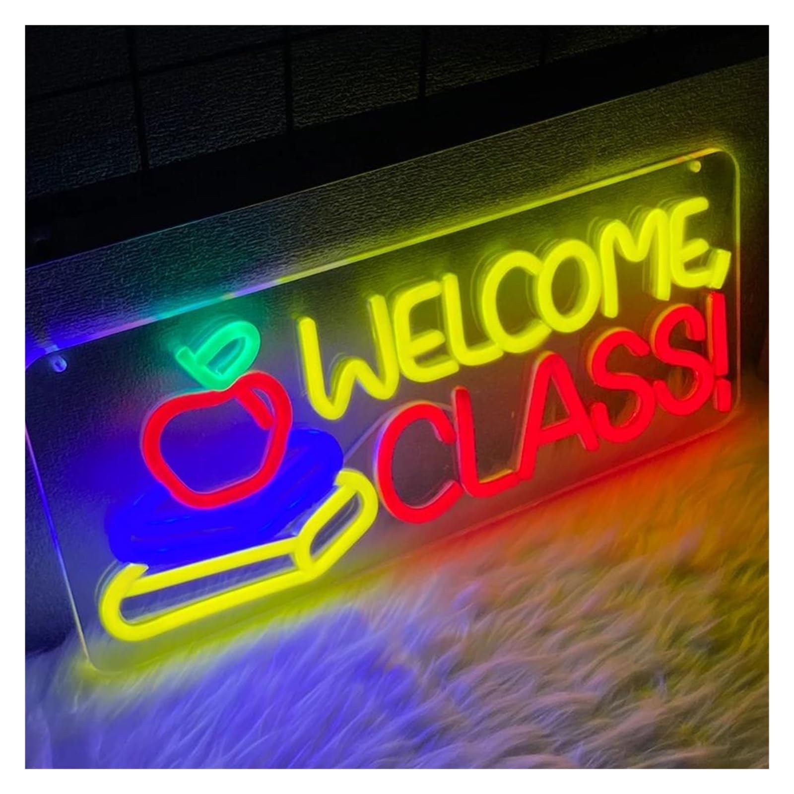 Insegna al per neon a LED Welcome Class utilizzata per l'ingresso del negozio, per il funzionamento e la decorazione murale club 18cmх42cm