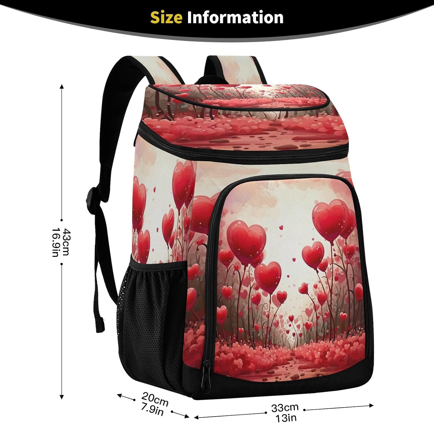 Heart Love (2) Cooler Backpack 36 Cans Leakproof Waterproof Backpack Cooler Bag Beach Accessories Travel Camping Fishing Backpack for Women Men