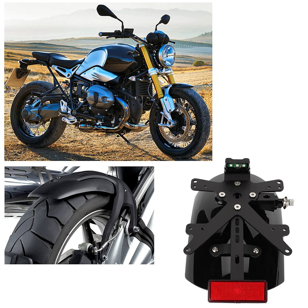 Parafango Posteriore Universale per Moto con Porta Targa Integrato - Protezione Antispruzzo in Lega di Alluminio