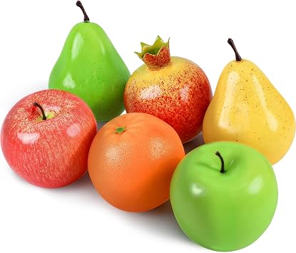 6Psc Artificial Fruit Set Simulation Fruit Set Artificial Fruits for Parties and Christmas Decoration Pear Pomegranate Fruit Model