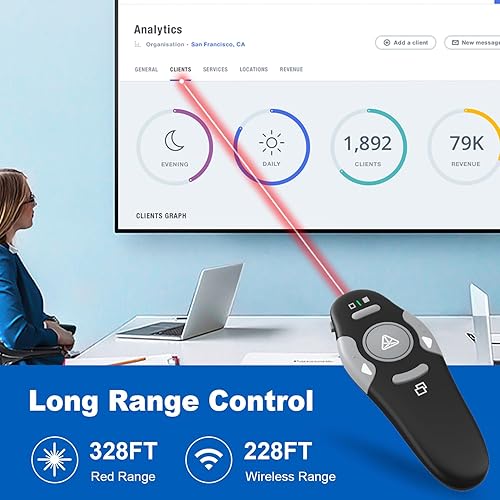Vista 52 de QUI Presentation Clicker - Clicker remoto inalámbrico para presentación de PowerPoint, PowerPoint Slide Advancer para Mac/Windows/Linux, Google