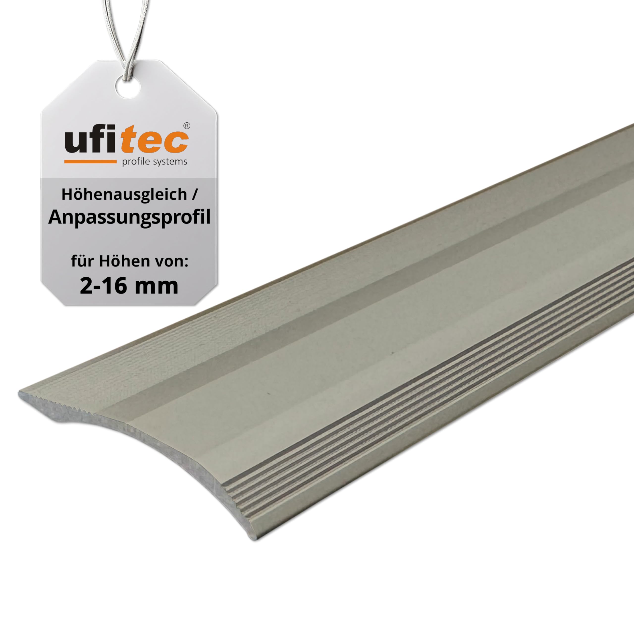 ufitec samoprzylepny profil przejściowy, listwa przejściowa wyrównująca wysokość do 16 mm, z aluminium, profil dopasowujący 40 mm x 100 cm, profil wyrównujący wysokość (jasny brąz, 270 cm)