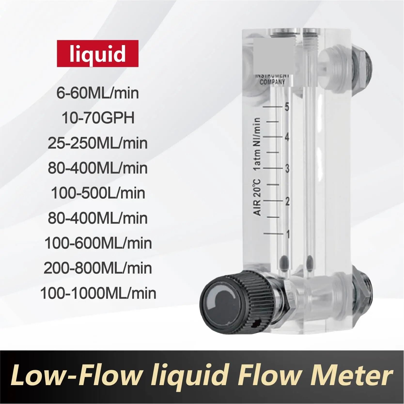 1 Uds rotámetro acrílico LZM-6T for Vloeistoffen y Gassen Paneelmontage Hoge Lage Stroom(Liquid 80-400ml-min)