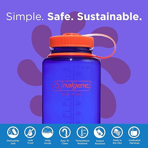 Miniatura 176 de Nalgene Sustain - Botella de agua de Tritan sin bisfenol A hecha con un 50 % de material derivado de restos de plástico, 32 fl oz, boca ancha