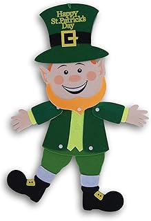 Greenbrier Saint Patricks Day Decor - Jointed Felt Leprechaun Hanging Decoration