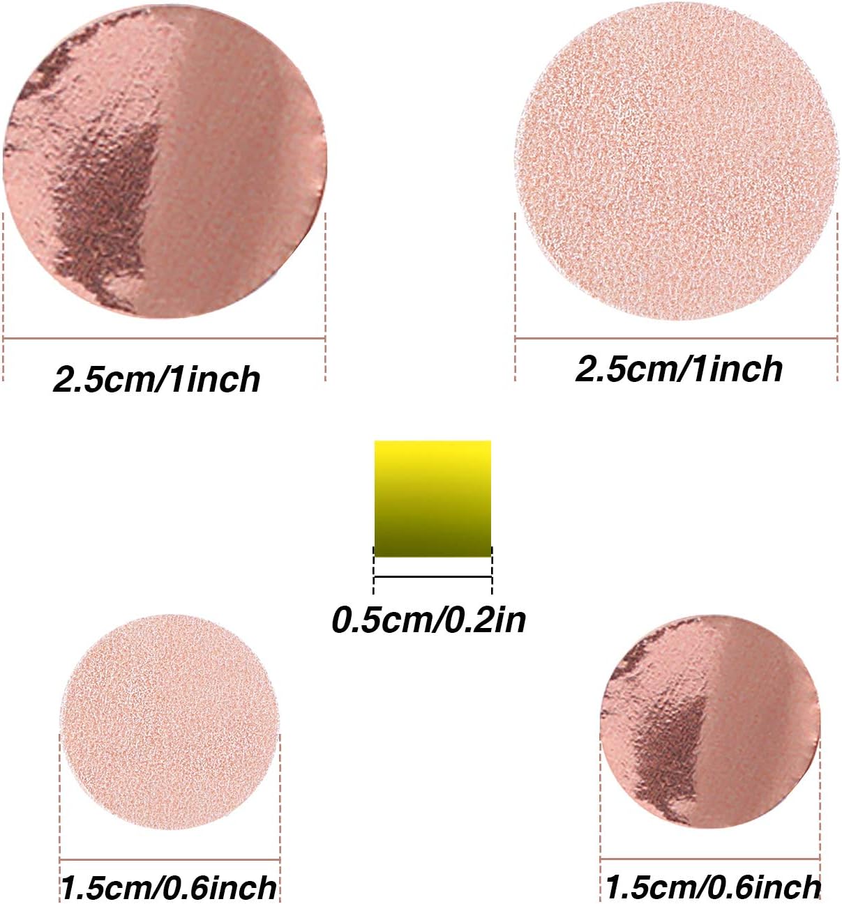 TecUnite Round Tissue Paper Table Confetti Dots for Wedding Birthday Party Decoration, 1.76 oz (1.5 cm plus 2.5 cm, Rose Gold Confetti)