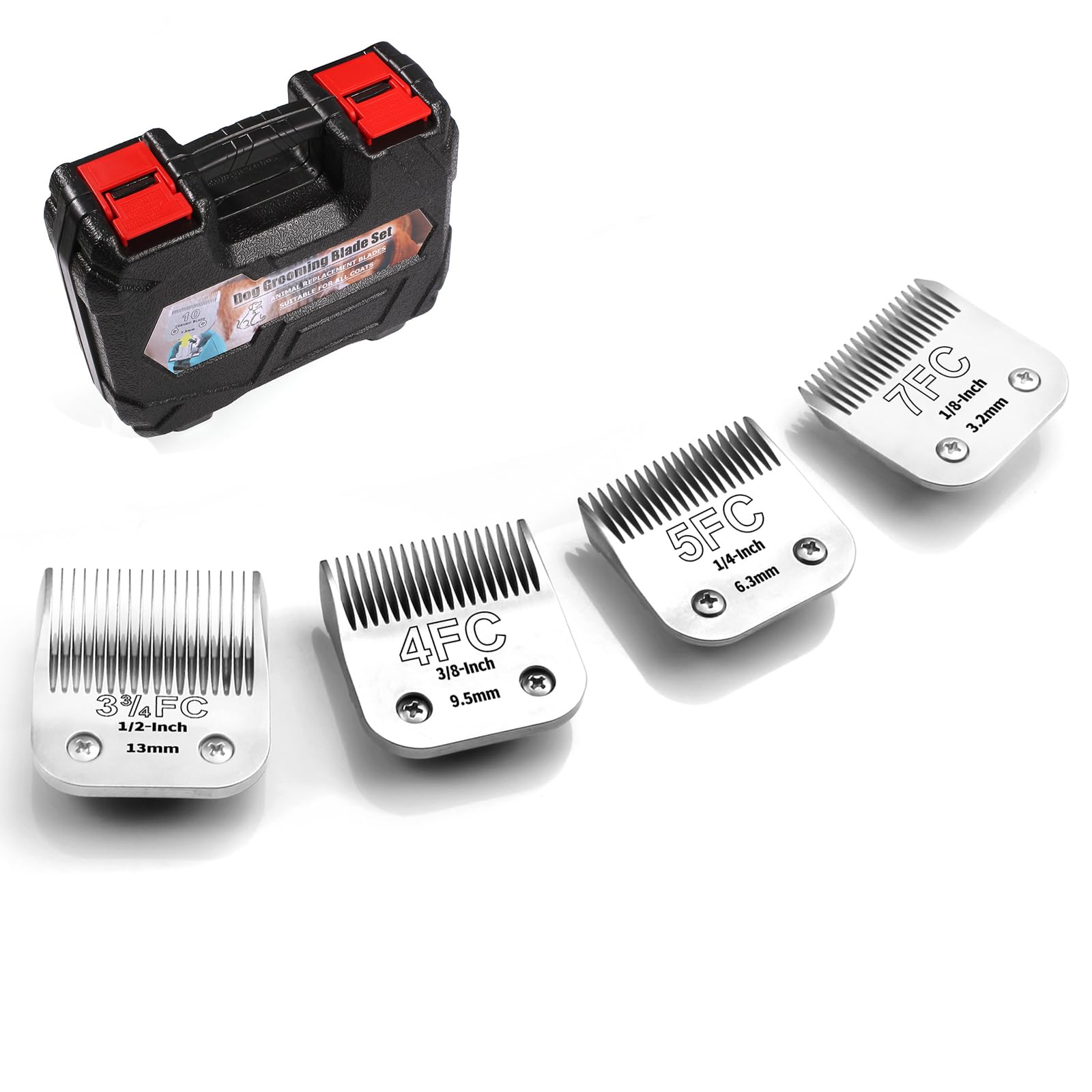 YAZIYIR Lame per toelettatura per Cani Rimovibili in Acciaio Inossidabile, Taglia 7FC/5FC/4FC/3FC, compatibili con Andis/Oster A5/Heiniger/Moser Max 50/Wahl Serie KM10, 4 Pezzi