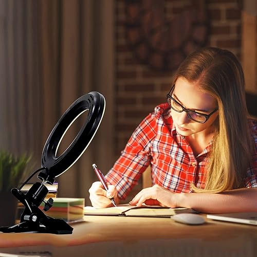 Miniatura 4 de Kit de iluminación de videoconferencia de anillo de luz 3200k-6500K regulable con clip LED en monitor de computadora portátil teléfono para creador