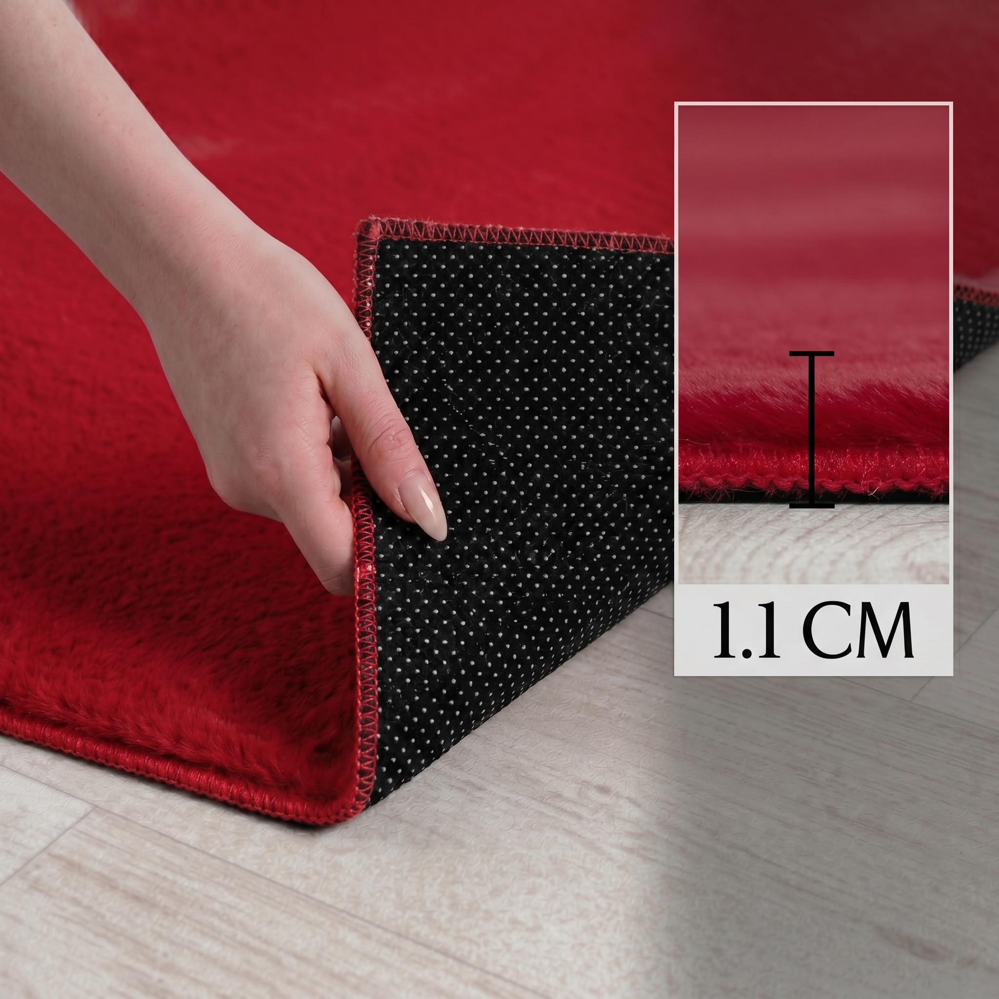 HomebyHome Alfombra Rojo 200x280 cm Alfombra de Pelo Corto Lavable, Antideslizante y Suave, Diseño Monocromático Moderno para Sala, Dormitorio, Cocina y Habitación Infantil
