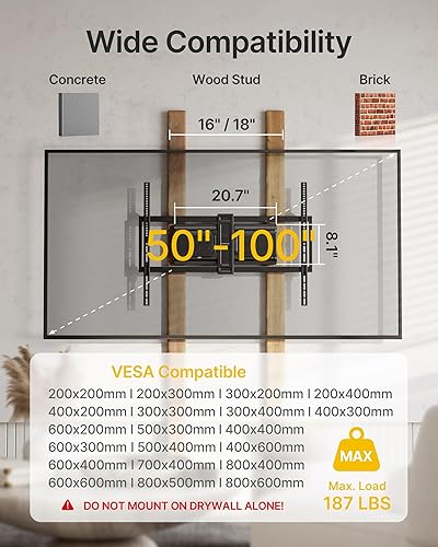 Miniatura 7 de monTEK Heavy Duty Ultra Slim TV Wall Mount for 50-100 Inch TVs Up to 185lbs, Swivel & Tilt & Extension Wall Mount TV Bracket with Articulating Dual