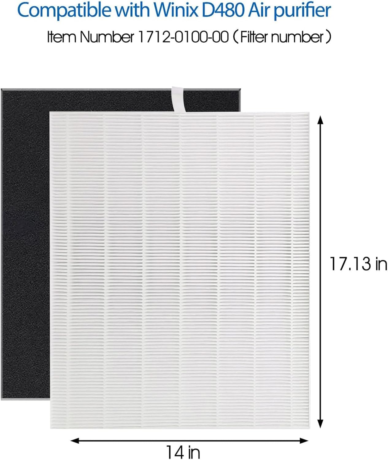 D480 True HEPA Replacement Filter D4, Compatible with Winix D480 Air Purifier, Compare to D4 Filter, Item Number 1712-0100-00, 1 H13 True HEPA Filters + 4 Activated Carbon Pre-Filters - Image 4