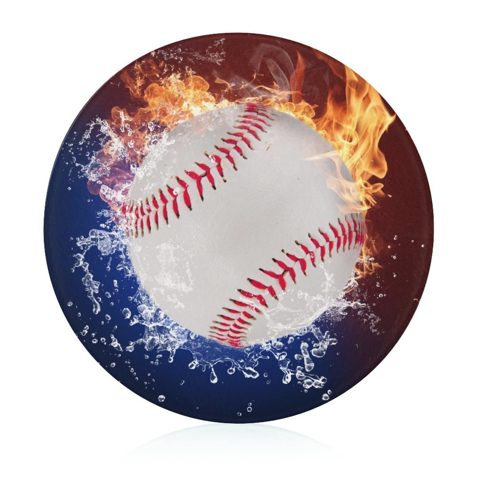 Planche en verre trempé baseball 20 cm plateau décoratif design eau feu
