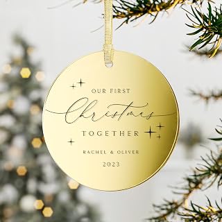 25 Pcs Gold Acrylic Ornament Blanks 3 Inch Acrylic Circles Blank Ornaments with Hole, Gold Round Ornament for Crafts, Gift Tag, Keepsakes, DIY Christmas Ornaments