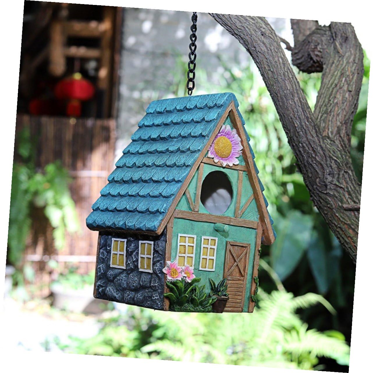 FOMIYES Handgefertigtes Vogelhaus aus Kunstharz mit Rustikalem Stil und Wetterfestem Design Dekoratives Vogelnest als Schutzraum für Vögel im Garten und Hof