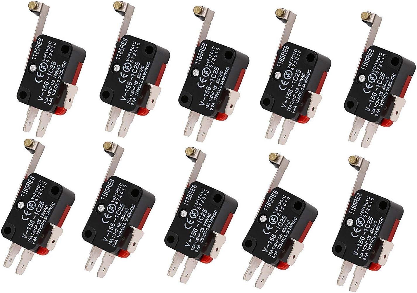 RuoFengMicro Limit Switch Long Hinge Roller Momentary SPDT Snap Action LOT Pack of 10