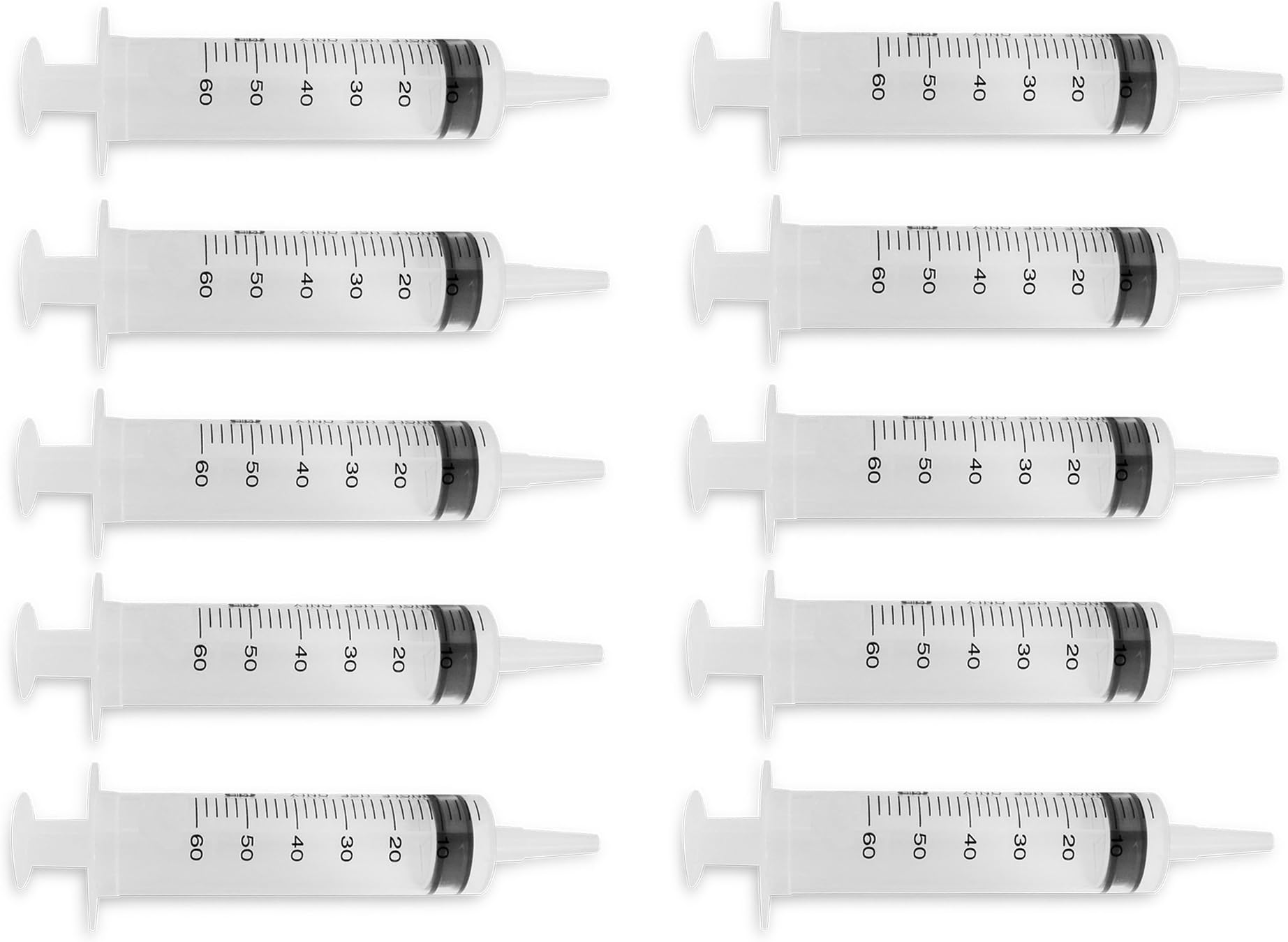 EXELint 60 ml Disposable Sterile Syringes (10 Pack), 50 ml to 60 ml Medical Grade Catheter Tip Syringe