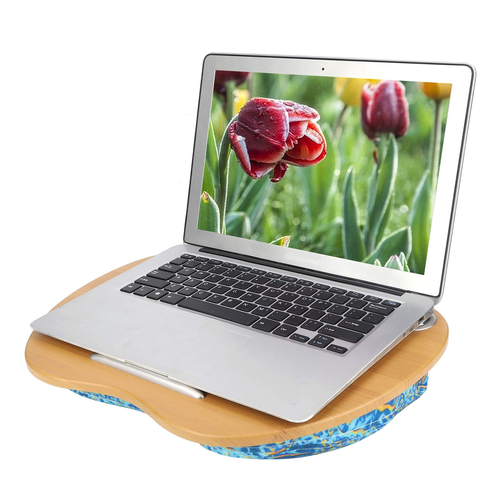 Mesa para Computadora Portátil con Cojín, Soporte para Computadora Portátil, Escritorio de MDF para Regazo, 15,7 X 11,2 X 3,5 Pulgadas, para Cama, sofá, Oficina, Usuarios de Viajes, Se Adapta
