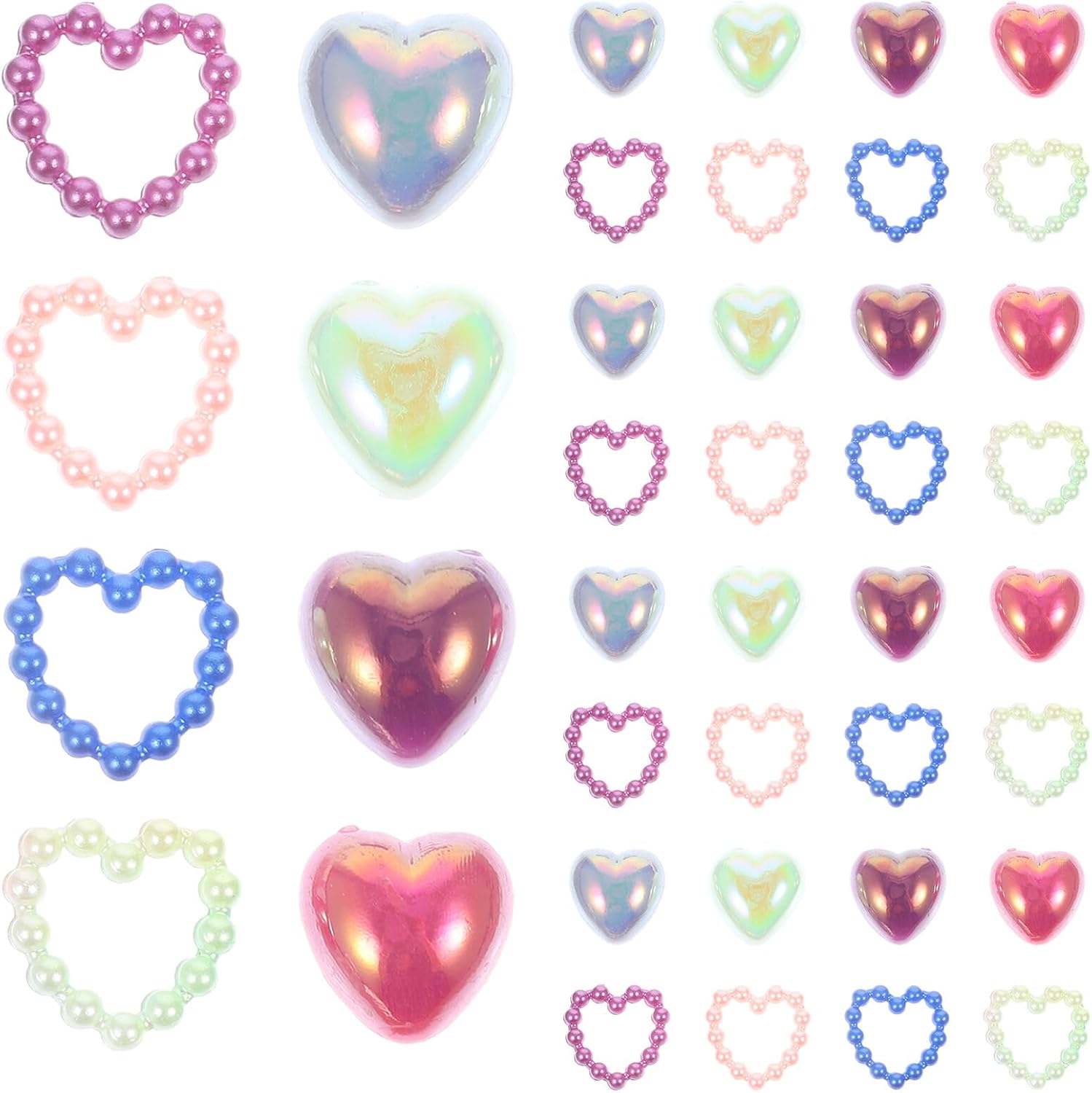 SOIMISS Heart Shaped Flat Back Pearl Nail Charms and Imitation Pearls for Nails 50g Pack Mixed Color and DIY Crafting Accessories
