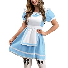 ALIREVERIE 4Pcs Women Halloween Cosplay Costume Puff Sleeve Princess Dress