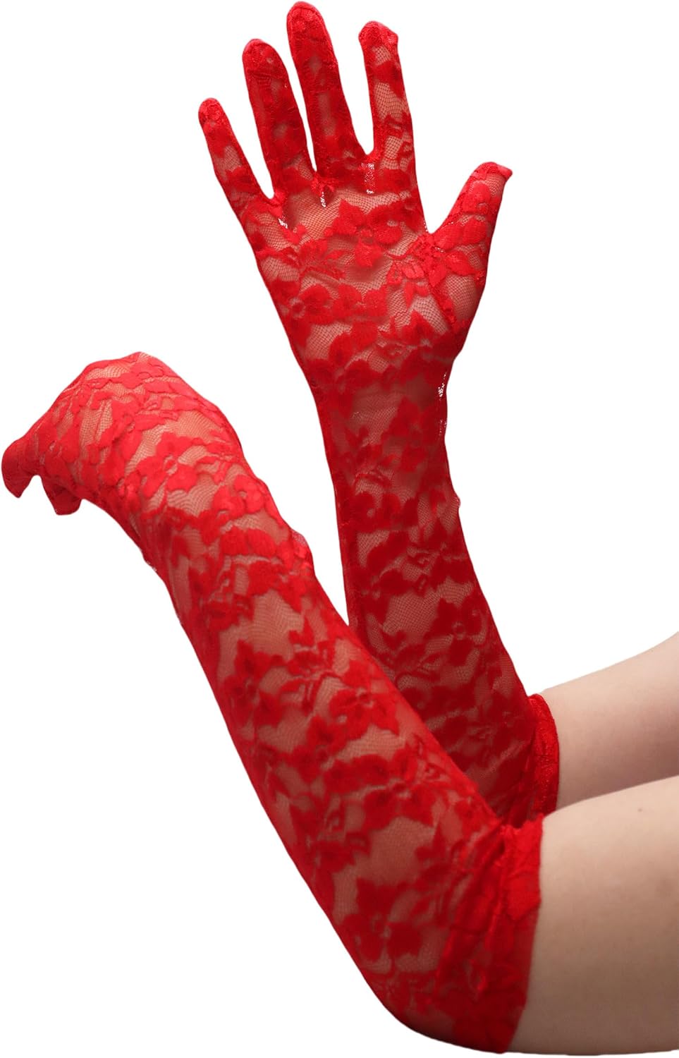 ATHX Lace Opera Tea Party Gloves for Women 19" Length Elegant Floral Bridal Wedding Prom Long Gloves Costume Accessories - Image 4