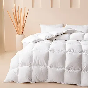 Cosybay Feather and Down Fiber Comforter King Size, Ultra Fluffy Duvet Insert, All Season White Cotton Cover Luxury Hotel Bed Comforter with Corner Tabs, 106"x90"