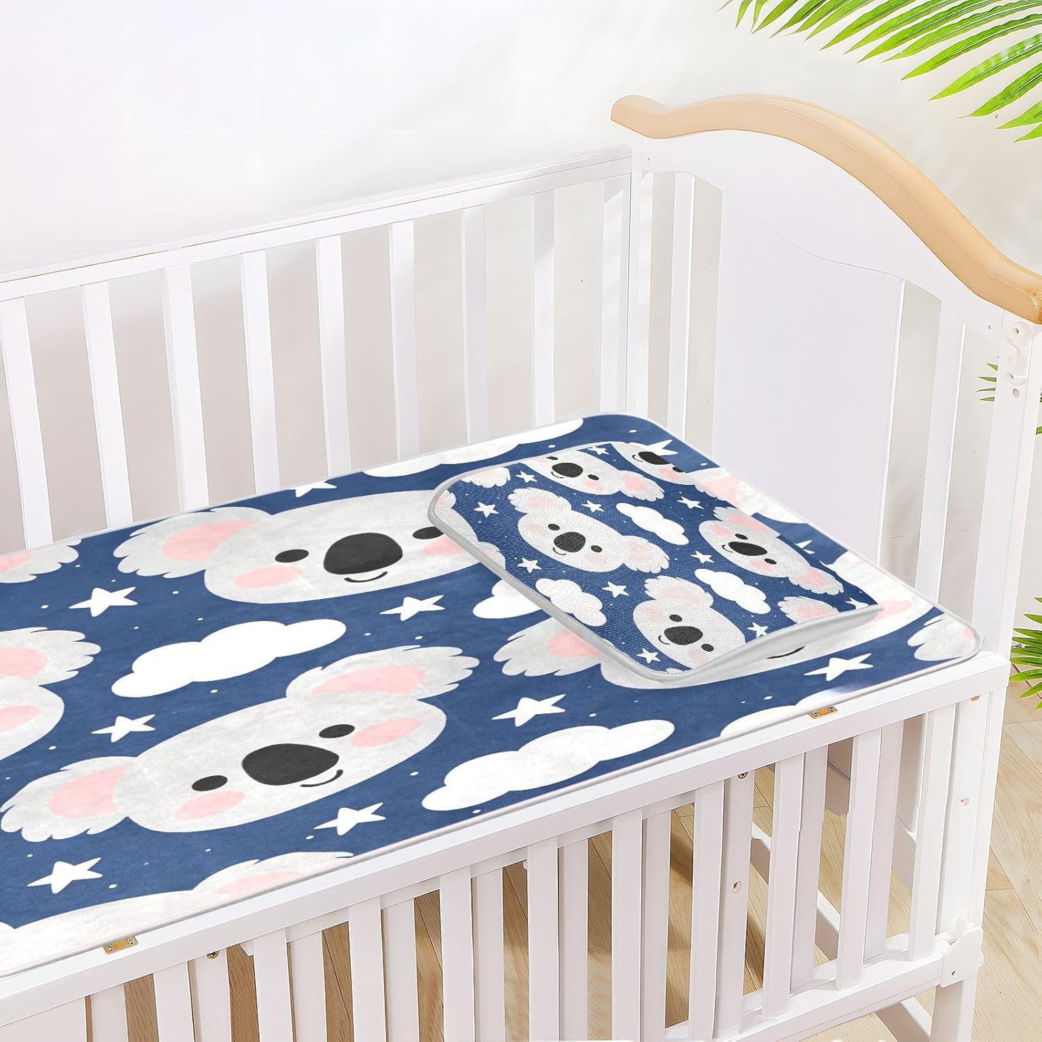 Cooling Baby Bed Mattress Protector 28" x 52" Breathable Cartoon Cute Koala Blue Bed Pads Washable for Kids, Adult