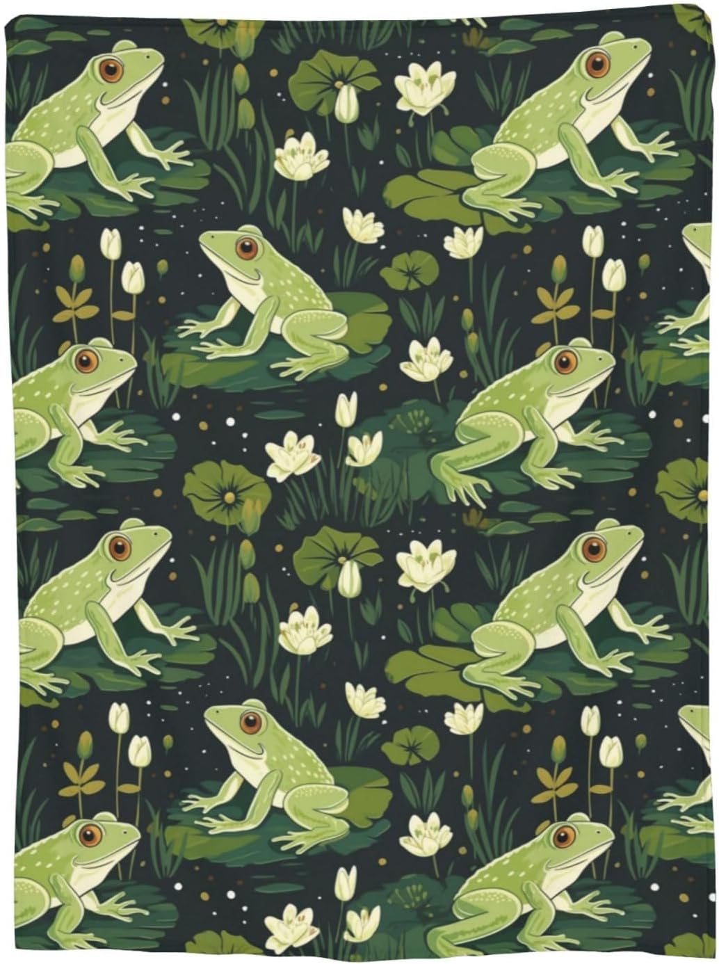 Frog Blanket Gifts for Frog Lover Kids Lotus Leaf Frog Flannel Throw Blankets Soft Comfy Lightweight for Home Decor Couch Bed Sofa 60x50 Inches - Image 5
