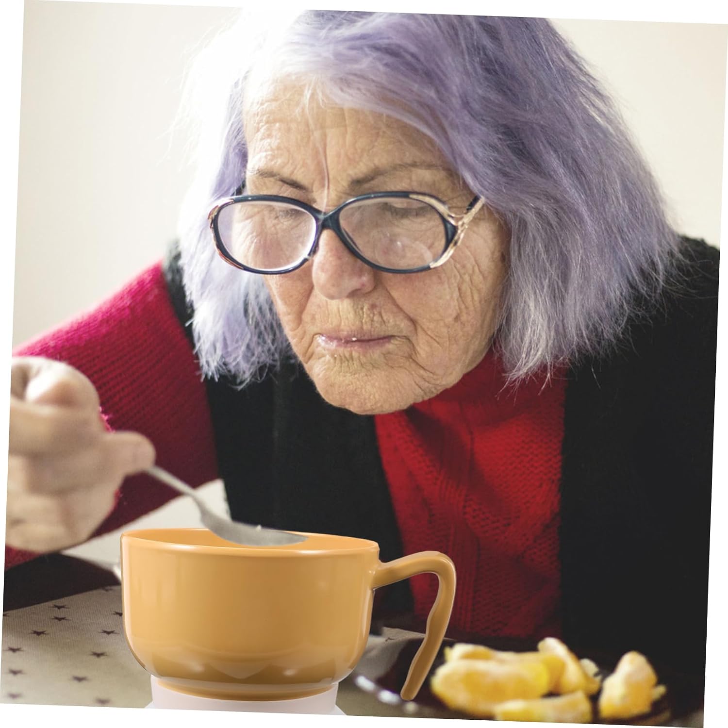 GALPADA Adaptive Self-Feeding Utensils Set for Elderly Anti-Spill Suction Bowl and Plate Non-Skid Base Assistive Tableware for Disabled and Seniors
