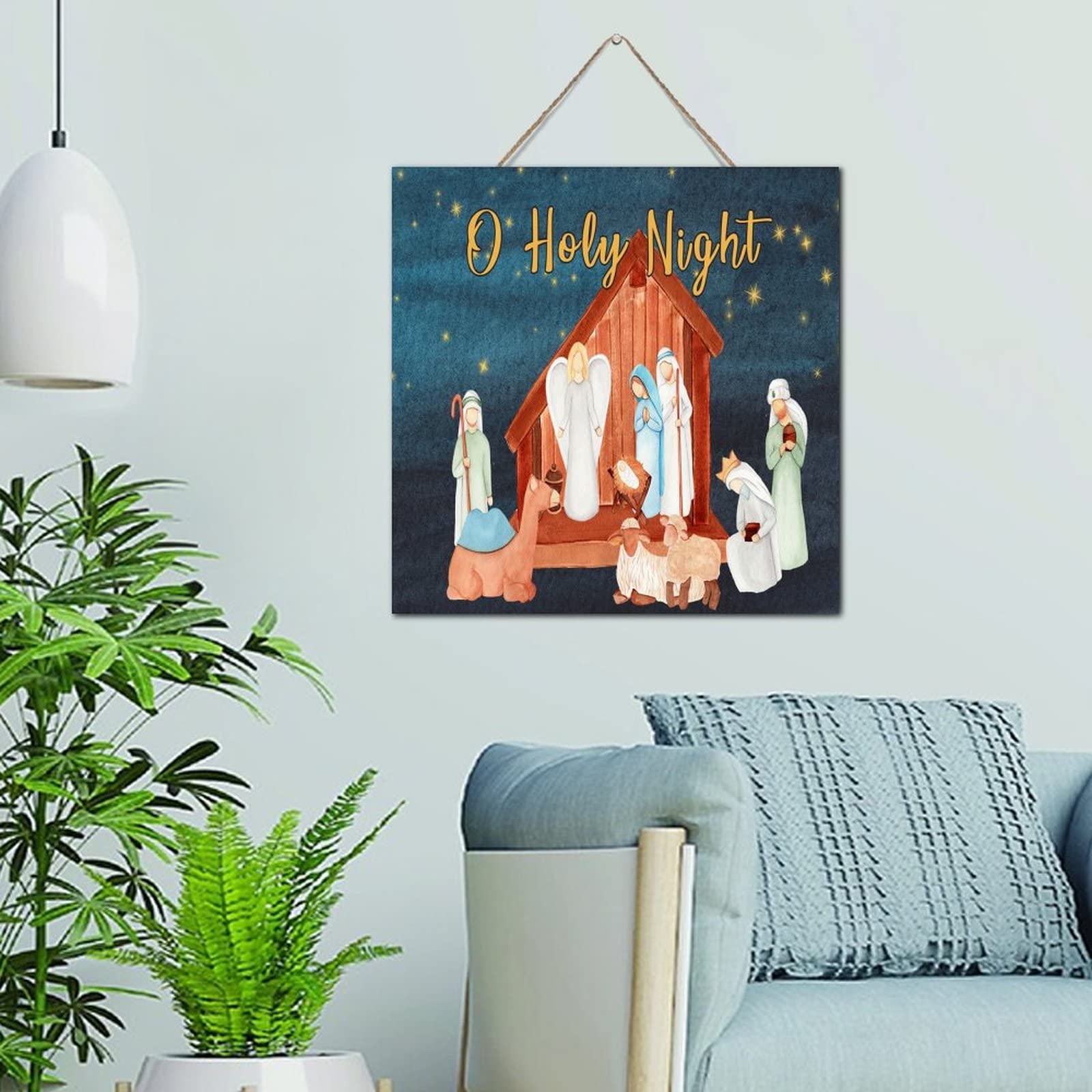 Crèche de Noël en bois, cadeau famille chrétienne salon
