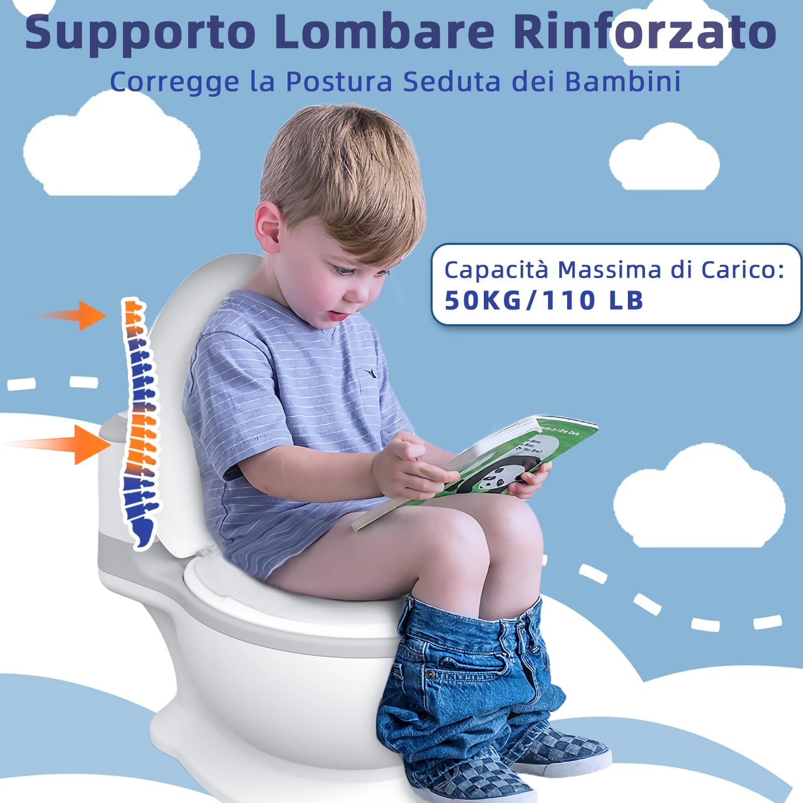 Vasetto per Bambini WC,Vasino Bambini, ragazzi e ragazze, Vasino da Viaggio per Bambini, Antiscivolo, Rimovibile, per Baby da 1 a 3 Anni, Grigio