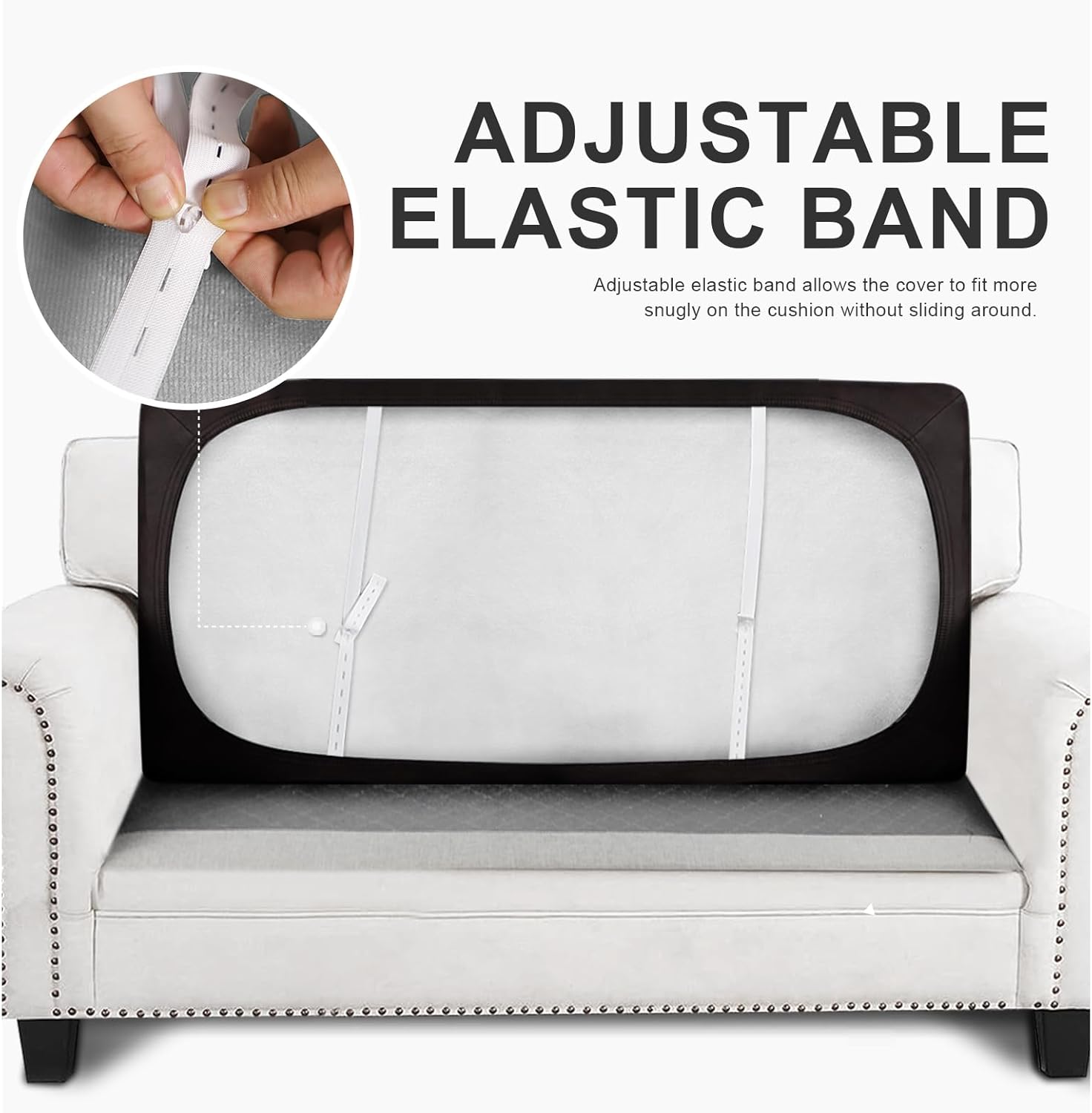 Leather Like Couch Cushion Covers Sofa Slipcovers Sets Couches Furniture Protector Covers for Sectional Armchair Loveseat Stretch Spandex Fabric, Machine Washable (1 Cushion Loveseat, Chocolate)