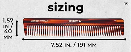 Miniatura 3 de Peine de tortuga suizo europeo hecho a mano #15 7 38 "x 1 916 "pulgadas Havana Brown Gold