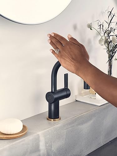 Miniatura 3 de Moen Cia 6221EWBL - Grifo de lavabo de baño con una sola manija, color negro mate, Motionsense Wave