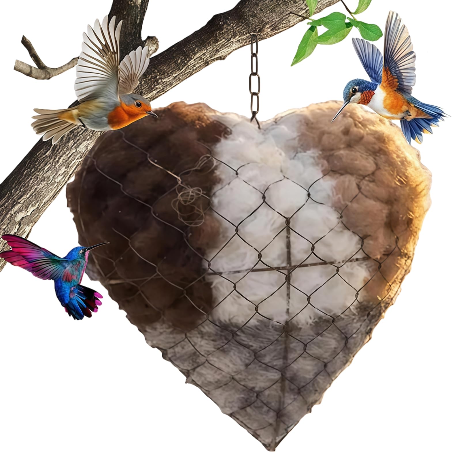 Matériau de nidification pour oiseaux - Fabriqué à la main - En fibres d'alpaga - Avec suspension - Pour jardin et balcon