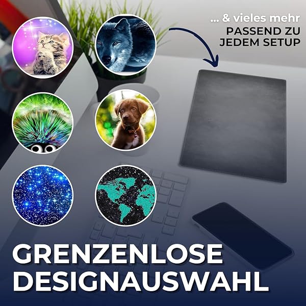 Silent Monsters Mouse Mat Small 10 x 8 inches / 25 x 20 cm, black Mouse Pad, Stitched Edges, washable & rollable Mouse Pad, Gaming Home Office Mousemat, Mousepad non-slip & quiet, Desk Mat - 3