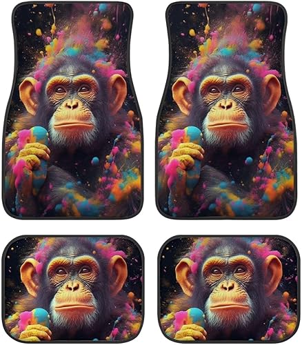 Juego de 4 alfombrillas divertidas de mono para decoración de automóvil, para todo tipo de clima, para camión, SUV, minivanes, para hombre y mujer