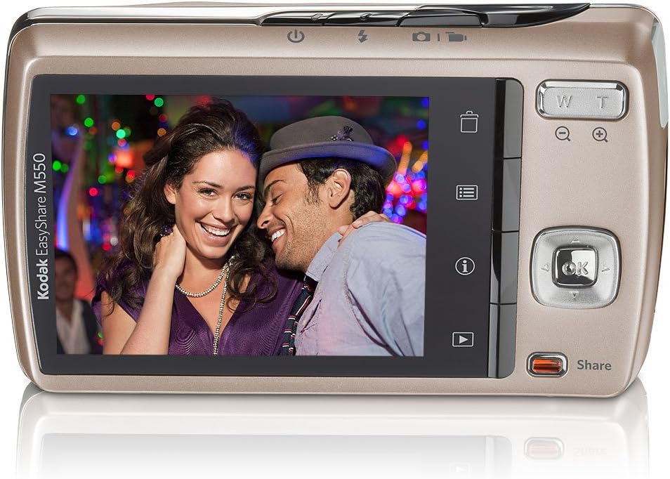 Back view of the Kodak EasyShare M550 Digital Camera displaying a captured image on its LCD screen