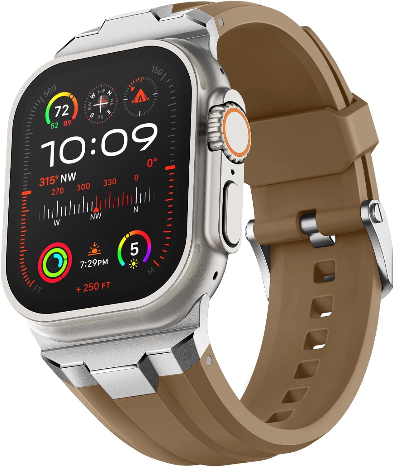 Suitisbest Sport Band for Apple Watch Ultra 2/Ultra Bands 49mm 46mm 45mm 44mm 42mm(Series 3), Wide Rugged 316L Stainless Steel Connector Durable Silicone Band for iWatch Ultra 11 10 9 8 7 6 5 4 3 SE