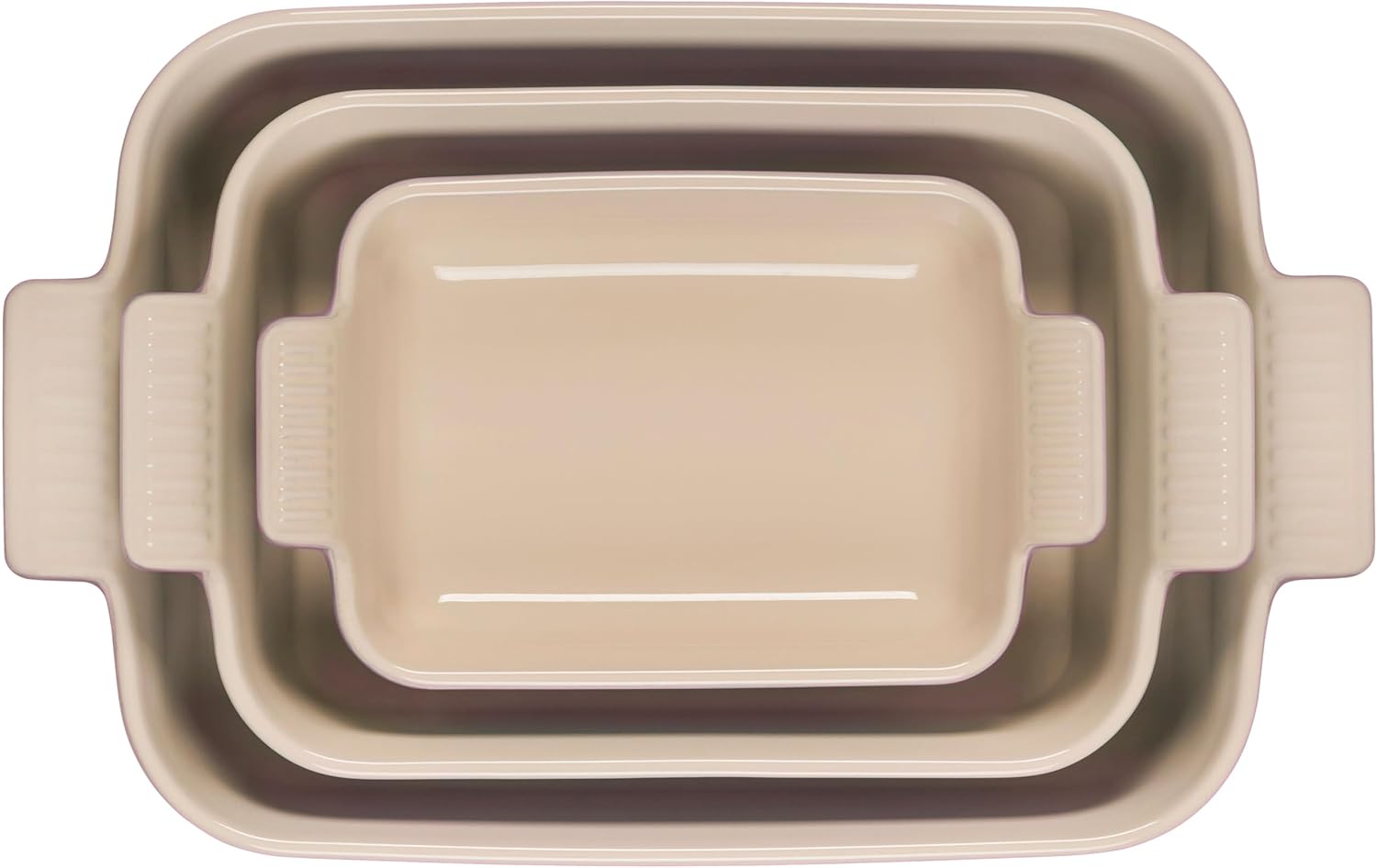 Le Creuset Stoneware Set Of 3 Heritage Rectangular Dishes, Chiffon Pink