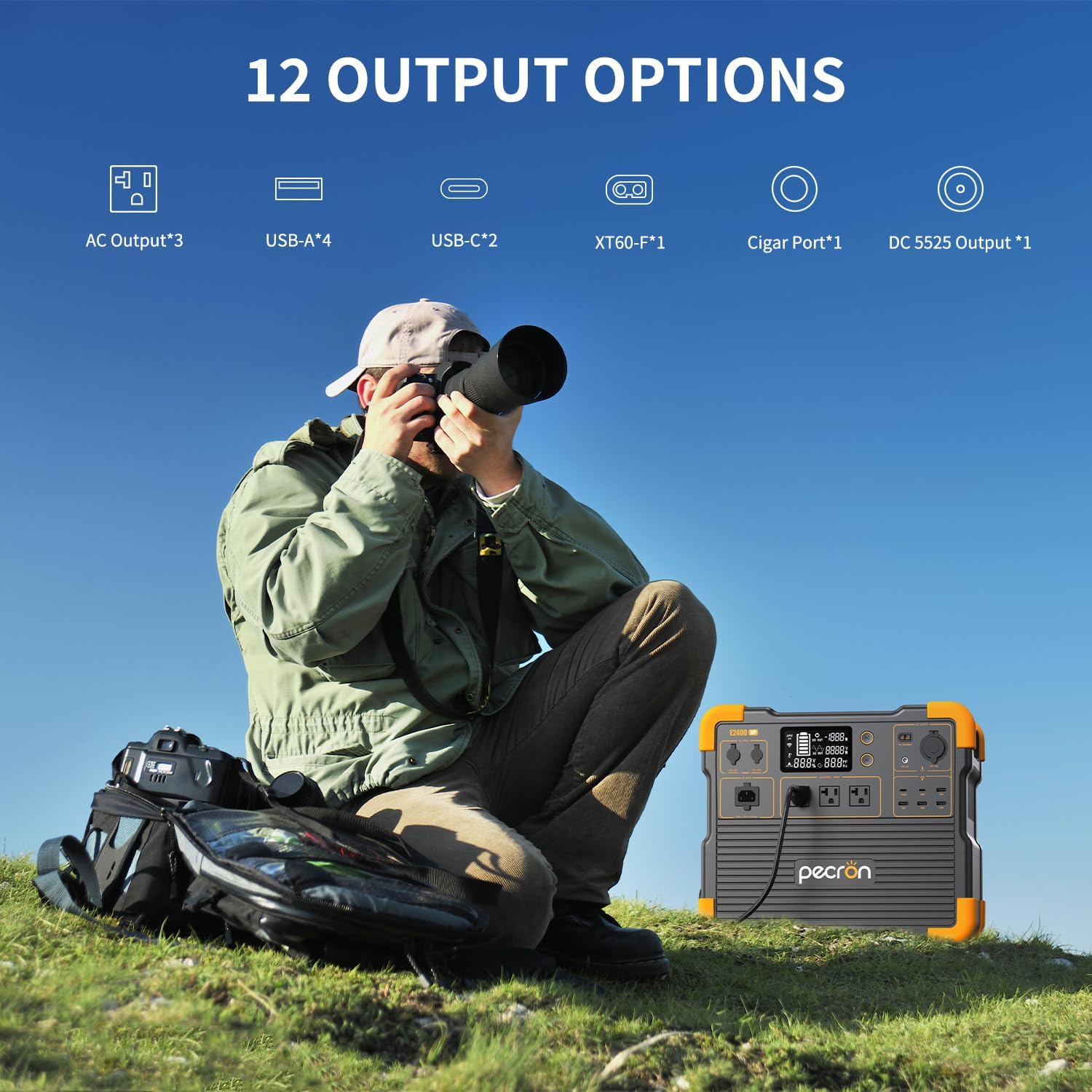 PECRON E2400LFP showing 12 output options