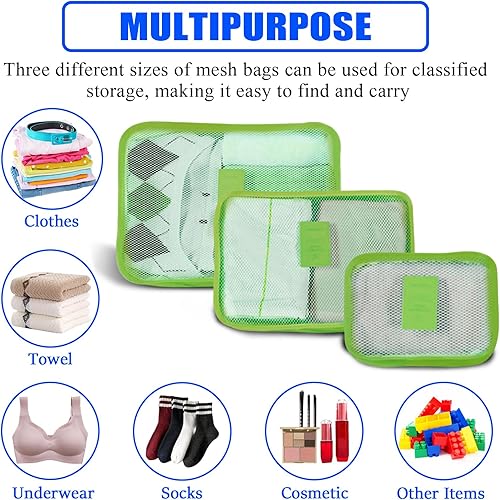 Miniatura 4 de Juego de 3 cubos organizadores de viaje, bolsas de compresión de viaje, cubos de equipaje para maletas, accesorios de viaje (verde)