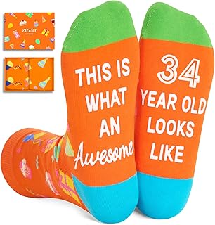 Zmart Birthday Gifts Ideas for Women - Socks for 31 32 33 34 35 Year Old Gifts for Woman Man, Birthday Socks