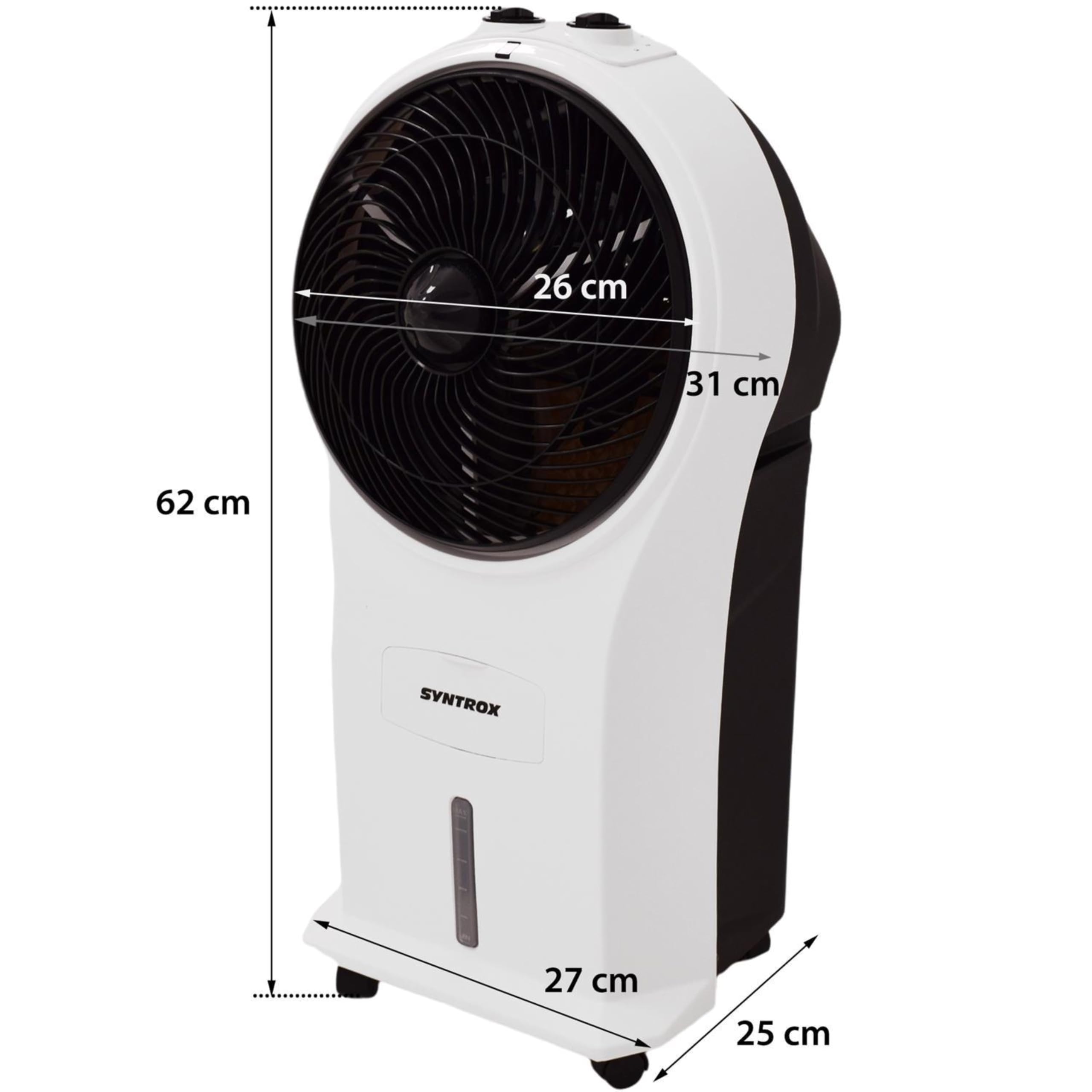 Syntrox Luftkühler mit Wasser Chilly | Verdunstungskühler | Luftbefeuchter, Multifunktions-Ventilator, Effektive Temperaturreduktion, 45 Watt, gegen trockene Luft