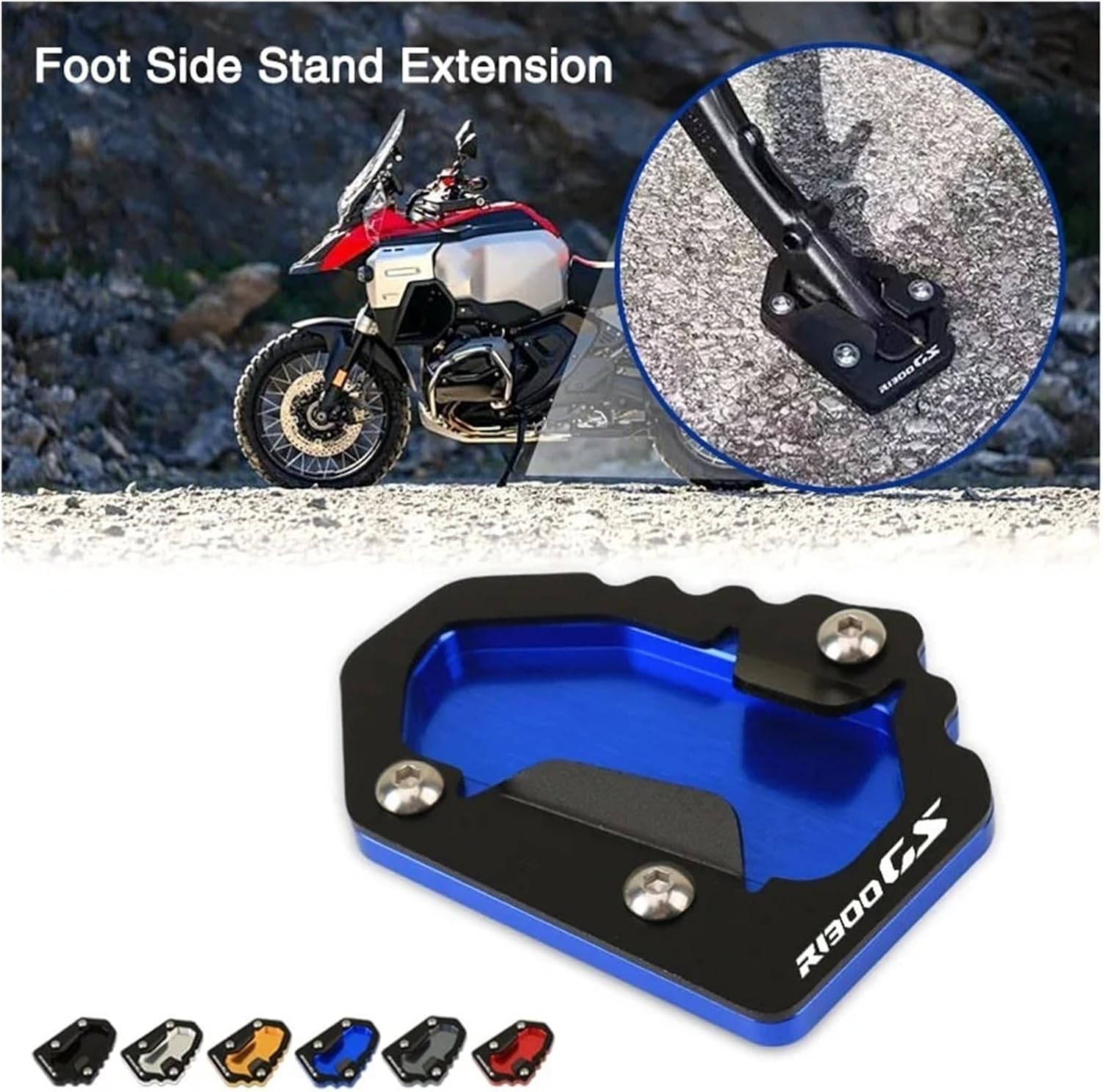 Motorcycle Kickstand Enlarge Plate Motorcycle Accessories Kickstand Side Stand Extension Enlarger Plate Pad For R1300GS ADV R1300GS Adventure 2023-2024