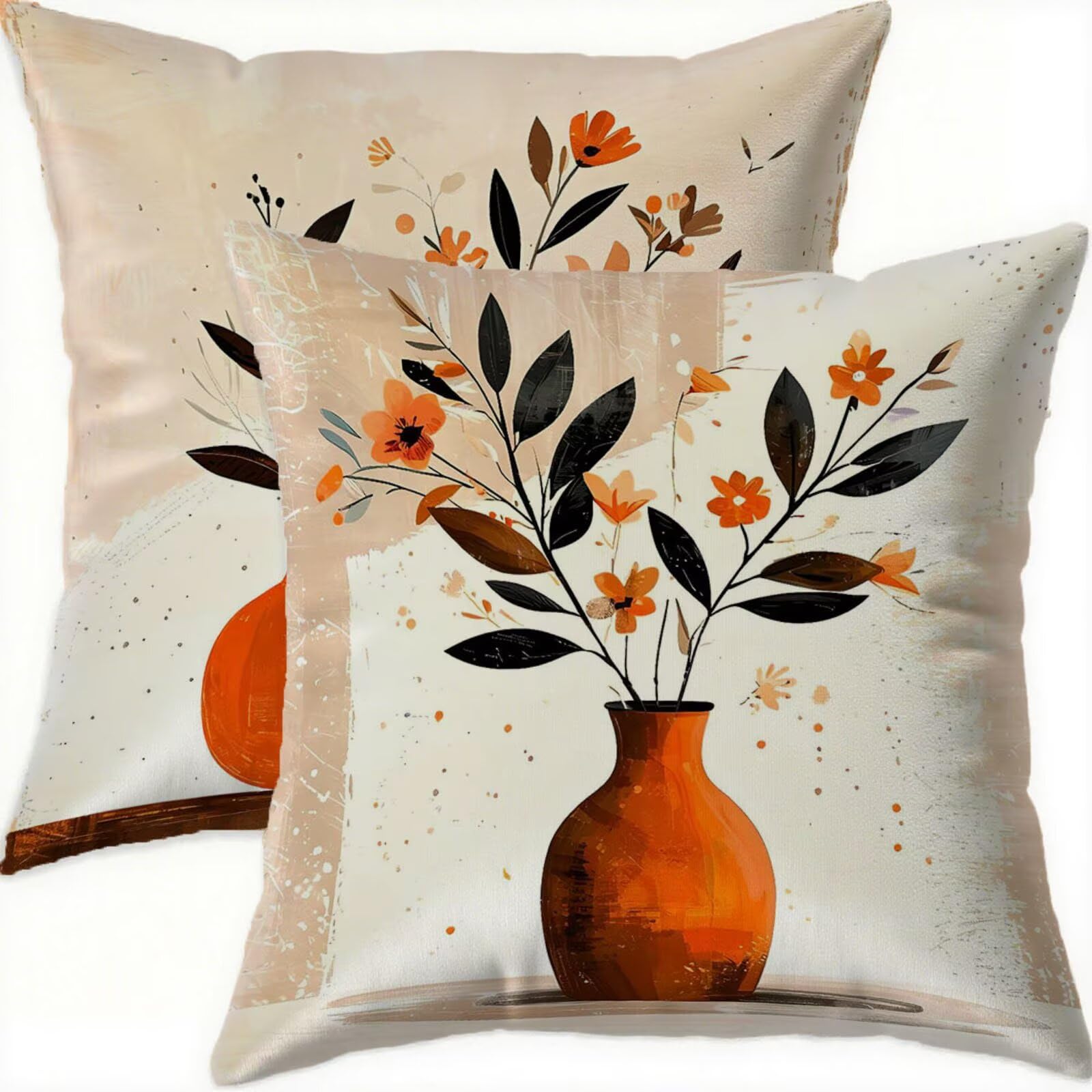 Housse coussin 75x75cm vintage en velours orange pour créer un cocon chaleureux