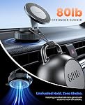 Jononser Support de téléphone pour voiture, Magnetic Car Phone Mount Compatible avec MagSafe – 360° ajustable & Support d'aspiration pliable pour tableau de bord / pare-brise, Support magnétique fort pour iPhone 12-17 Series