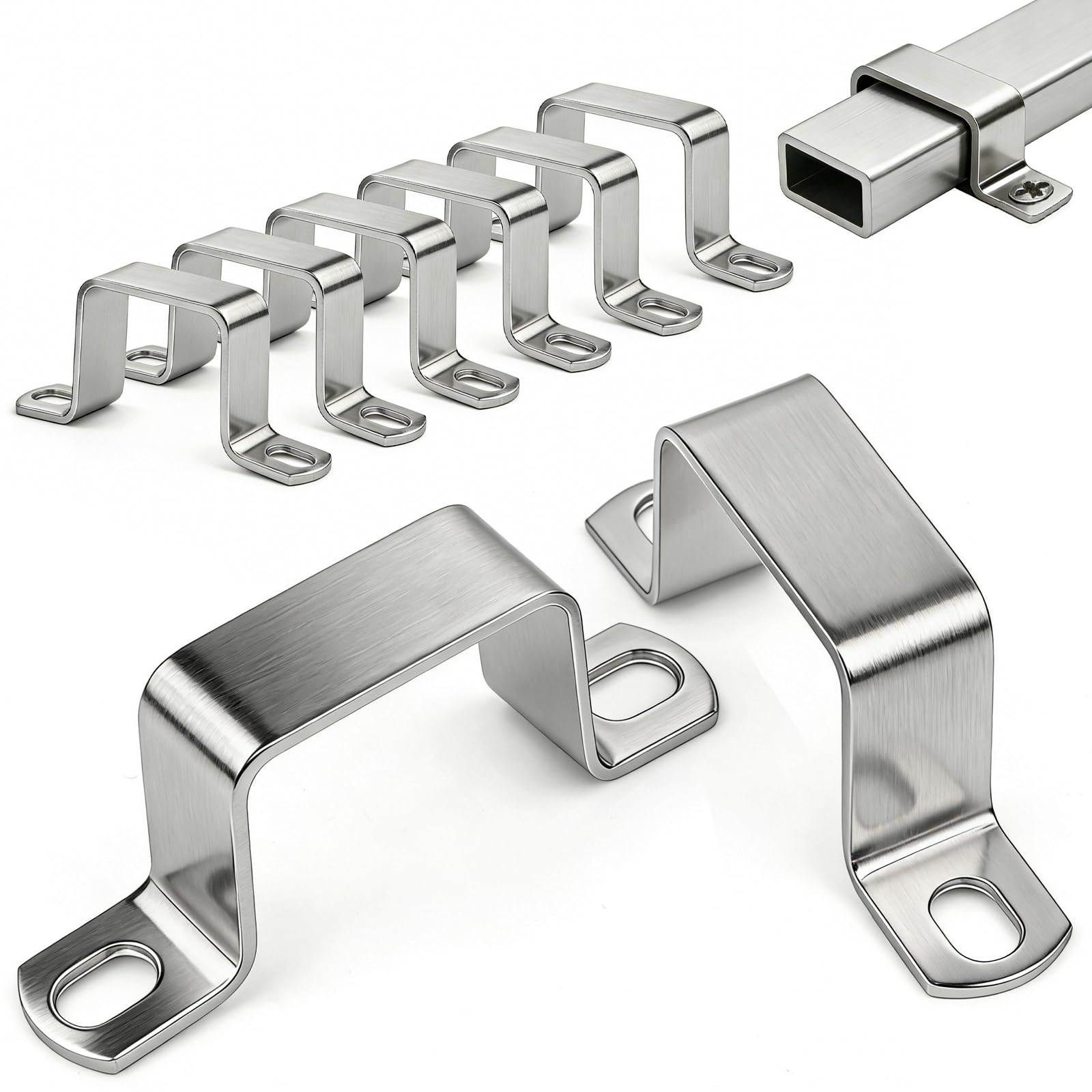 8pcs Abrazadera Cuadrada 60×40mm Abrazaderas Tubo Metalicas Cuadradas para Tubo Rectangular Apto Puertas de Entrada Ventanas Y Sistemas de Suministro Agua