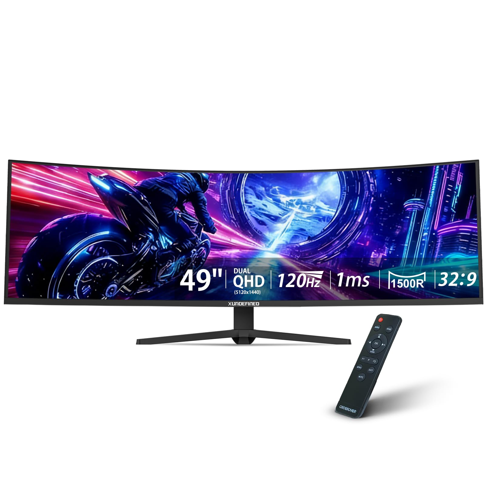 49 inch Curved Ultrawide Monitor with Remote, 120Hz WDQHD(5120 x 1440p) 5K Gaming Monitor R1500, HDR, 3000:1 Contrast, sRGB 125%, USB-C, FreeSync, PIP/PBP, Built-in Speaker, HDMI 2.1 &amp; DP 1.4