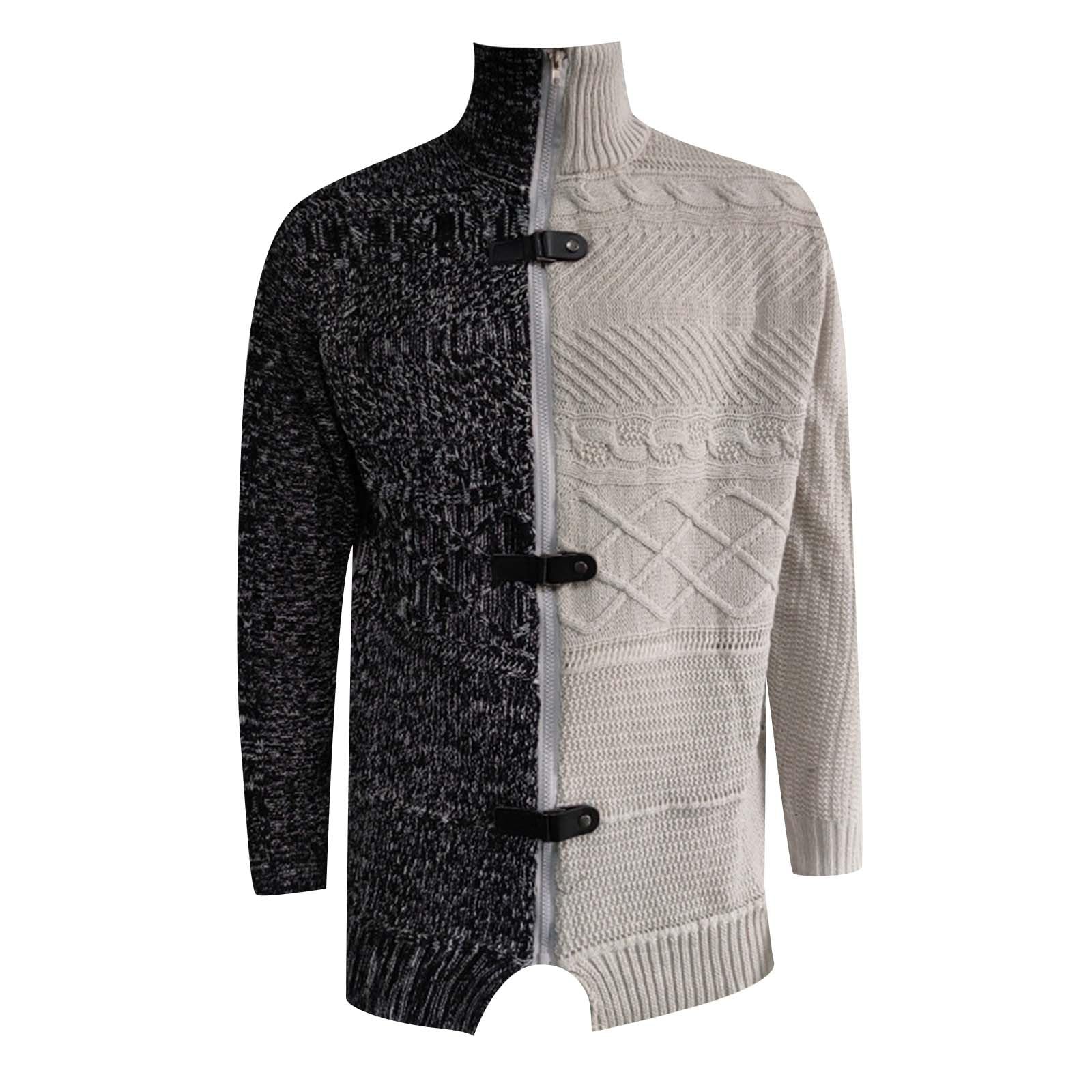 Generisch Herrenpullover - Herrenpullover Modischer farblich passender Rollkragen-Strickjacke für Herren mit Langen Ärmeln und Reißverschluss